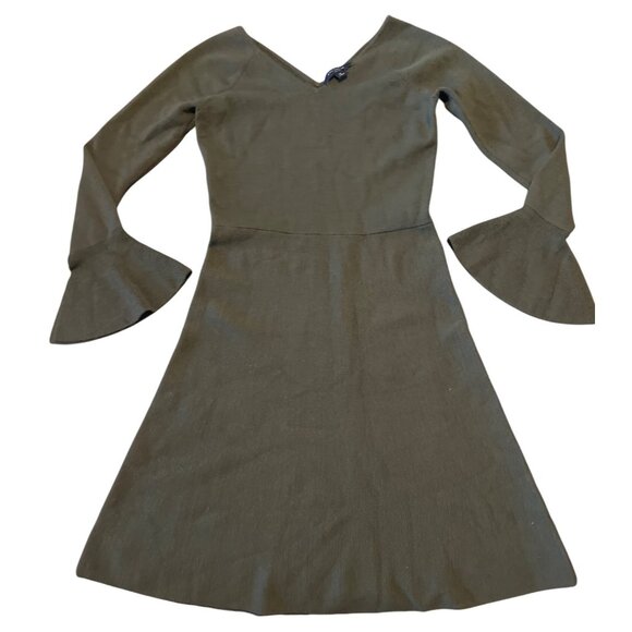 Ann Taylor Dress Bell Sleeve Fit and Flare Wool XS Petite - Picture 1 of 7